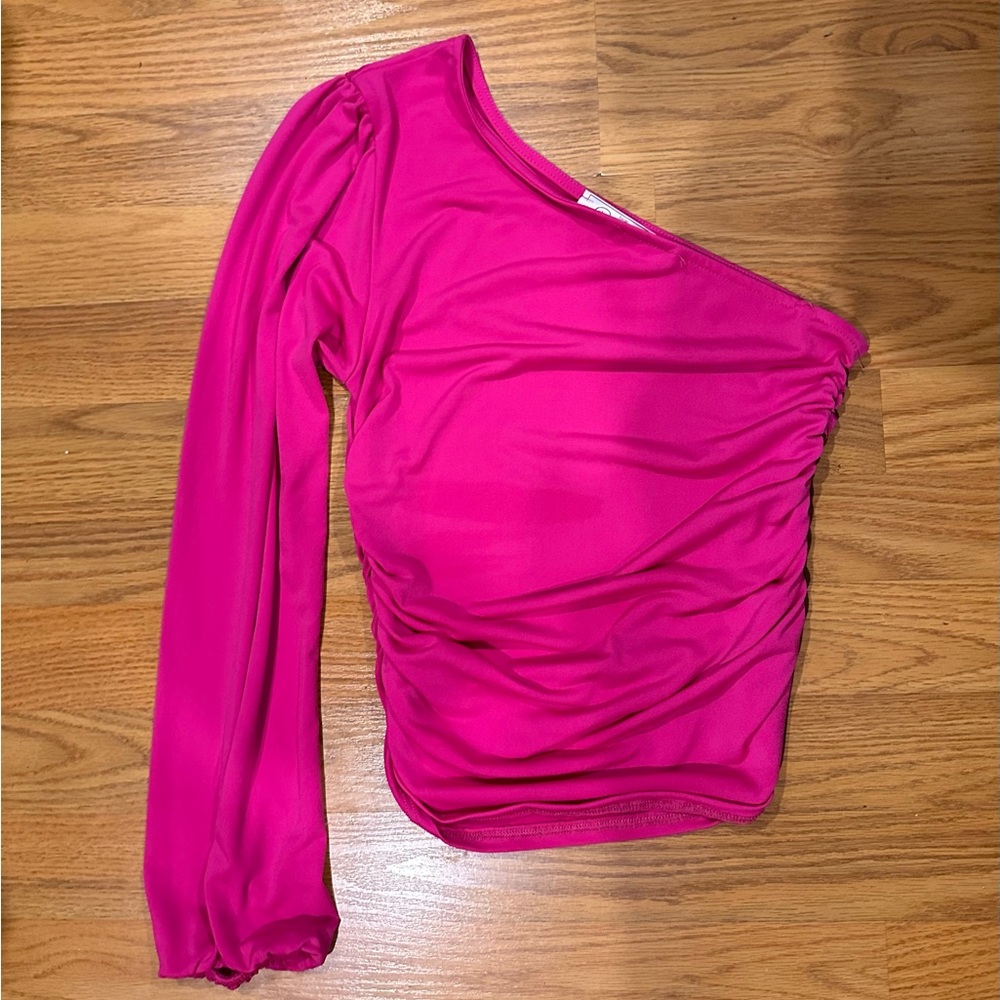 Hot Pink One-Shoulder Top